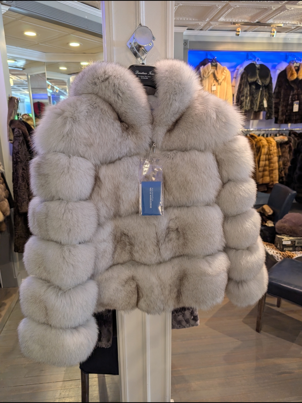 Luxury Women's Silver Blue Fox Fur Jacket - Dimitrios
